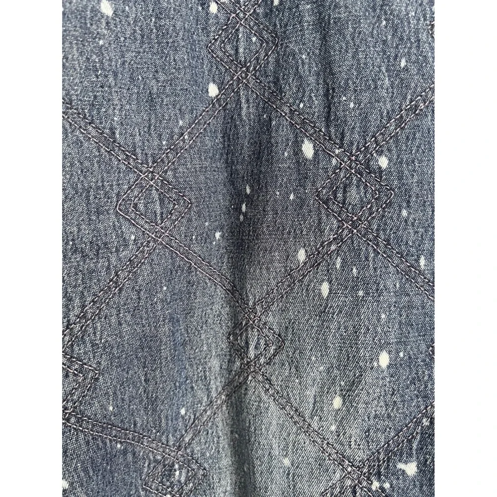Anthropologie Pilcro Quilted Denim Spattered Oversized Boxy Kimono Jacket NWT XS